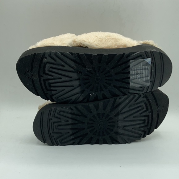 UGG Fuzz Yeah Cross Natural Black Women's Slides - Picture 4 of 7
